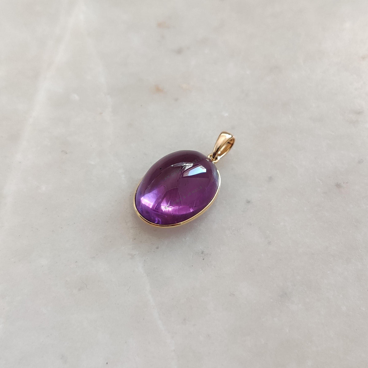 Natural Purple Amethyst Pendant, 14K Solid Yellow Gold Bezel Pendant, February Birthstone