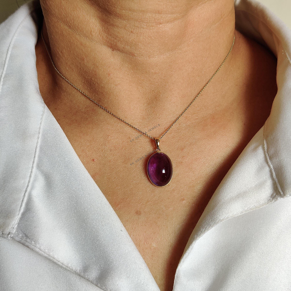 Natural Purple Amethyst Pendant, 14K Solid Yellow Gold Bezel Pendant, February Birthstone