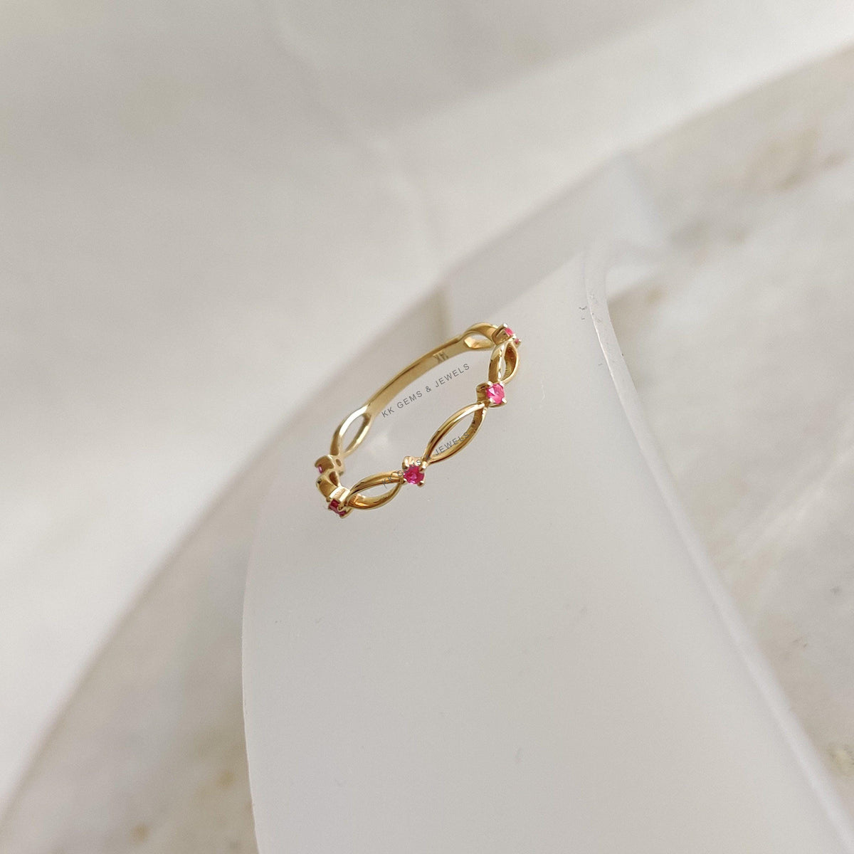 Dainty Natural Ruby Ring, 14K Solid Yellow Gold, July Birthstone