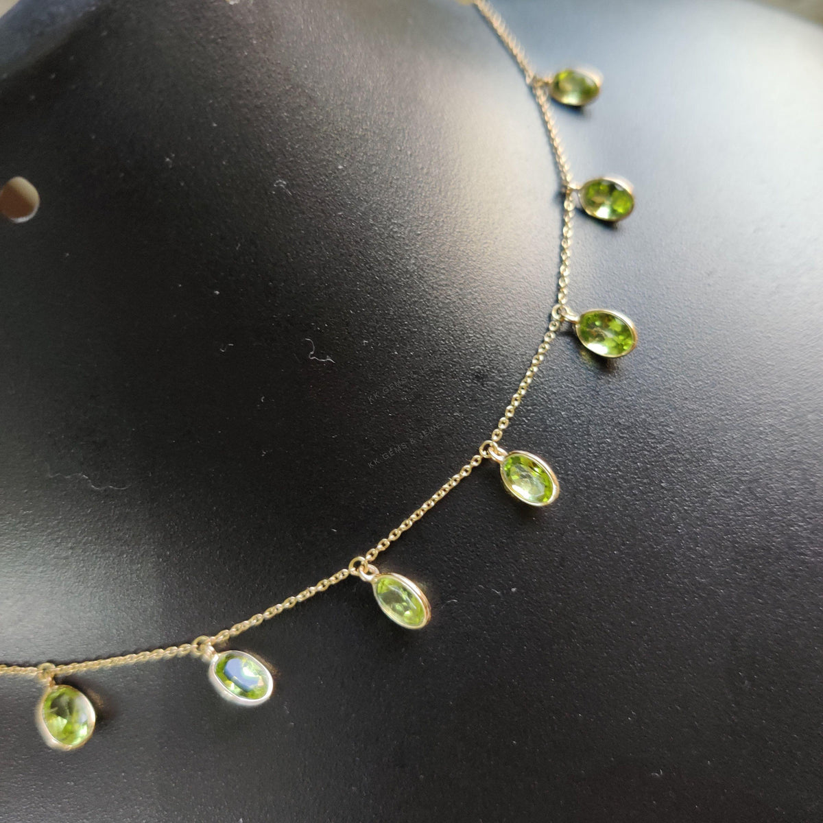14K Solid Gold Natural Peridot Bracelet, Dainty August Birthstone Gemstone Bracelet