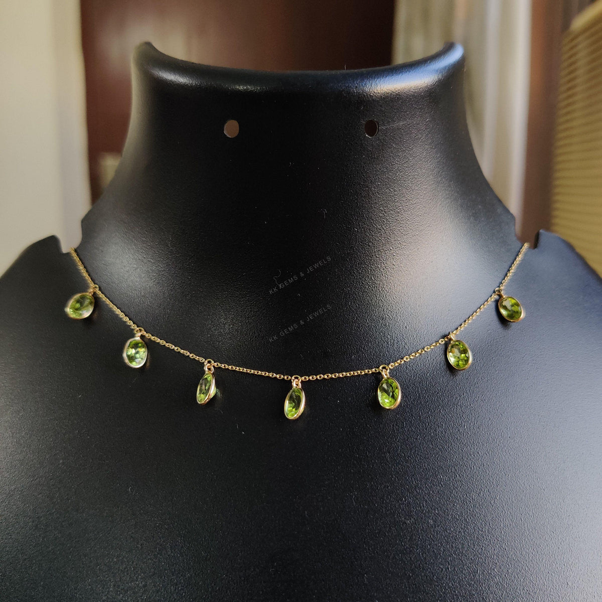 14K Solid Gold Natural Peridot Bracelet, Dainty August Birthstone Gemstone Bracelet