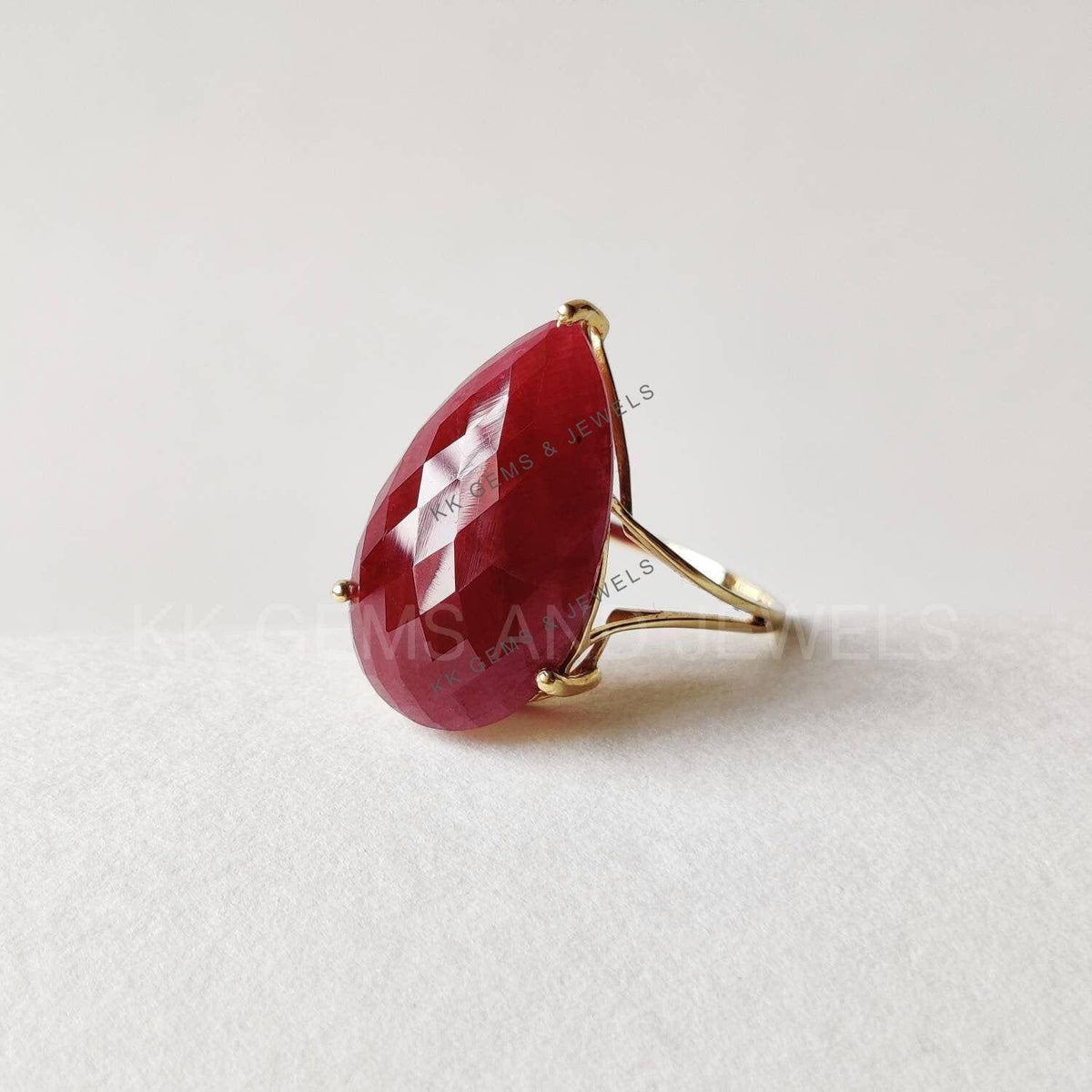 Natural Ruby Ring: 14K Solid Yellow Gold Minimalist July Birthstone Ring