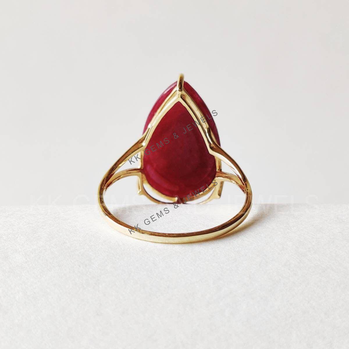 Natural Ruby Ring: 14K Solid Yellow Gold Minimalist July Birthstone Ring