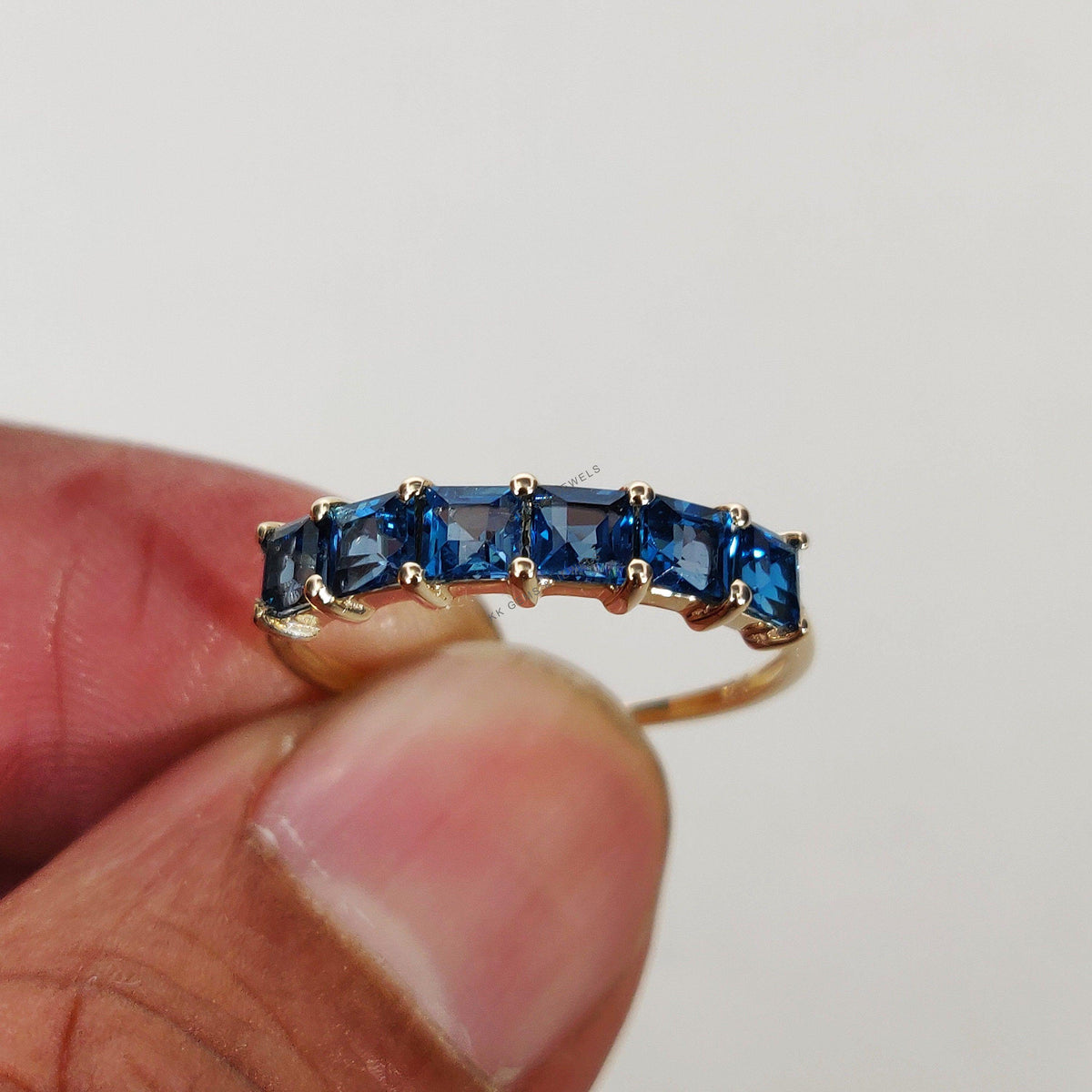 Natural London Blue Topaz 14K Solid Yellow Gold Ring, December Birthstone, Christmas Present