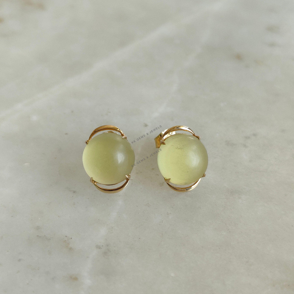 14K Solid Yellow Gold Natural Yellow Quartz Stud Earrings, November Birthstone