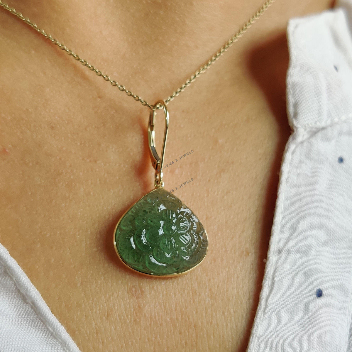 Carved Natural Green Aventurine Earrings, 14K Solid Yellow Gold, August Birthstone