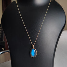 14K Solid Gold Natural Labradorite Pendant: Oval Gemstone, November Birthstone