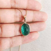 Natural Emerald Pendant, 14K Solid Yellow Gold Bezel Pendant, May Birthstone