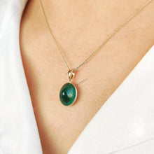 Natural Emerald Pendant, 14K Solid Yellow Gold Bezel Pendant, May Birthstone