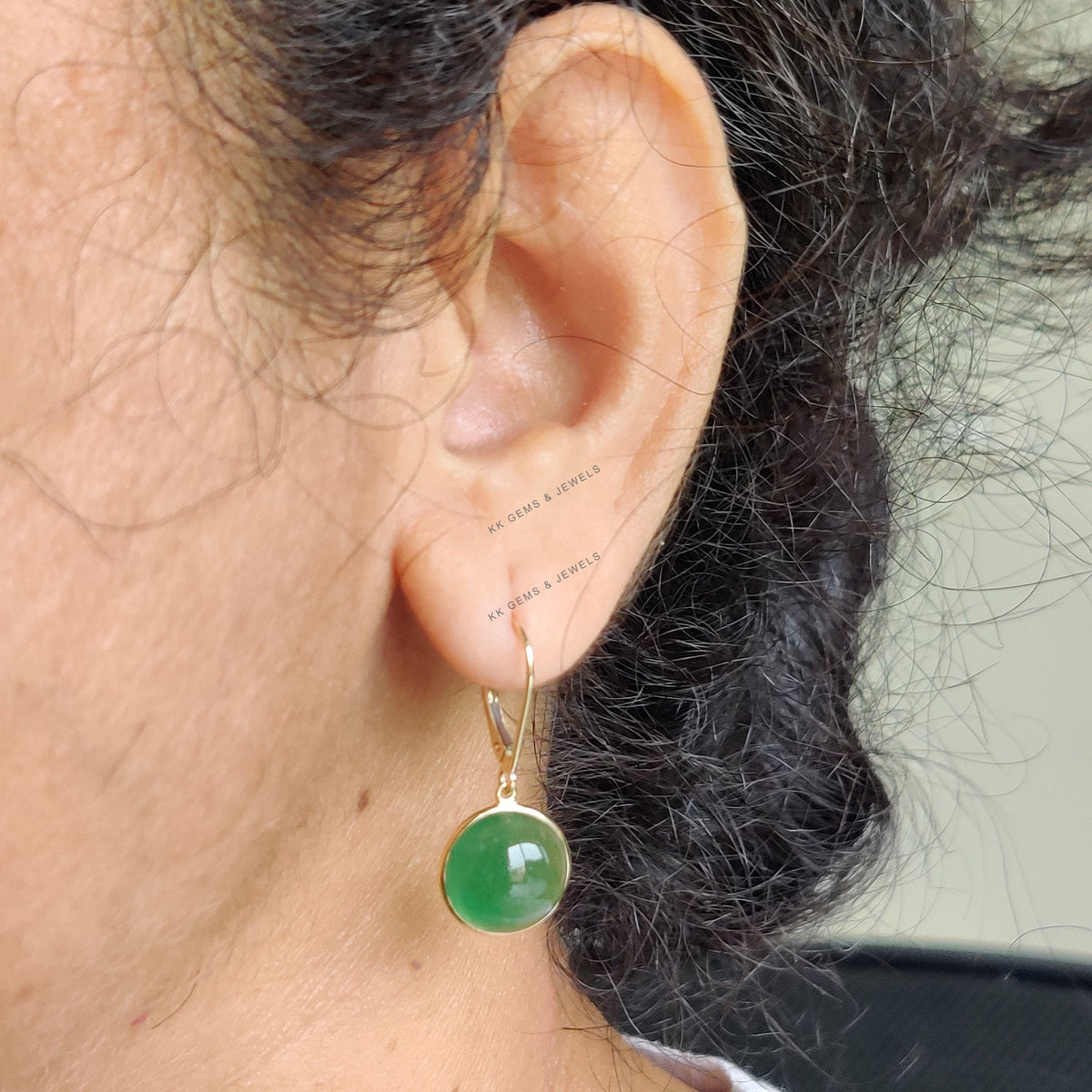Natural Green Aventurine Earrings, 14K Solid Yellow Gold Earrings, August Birthstone, Christmas Present
