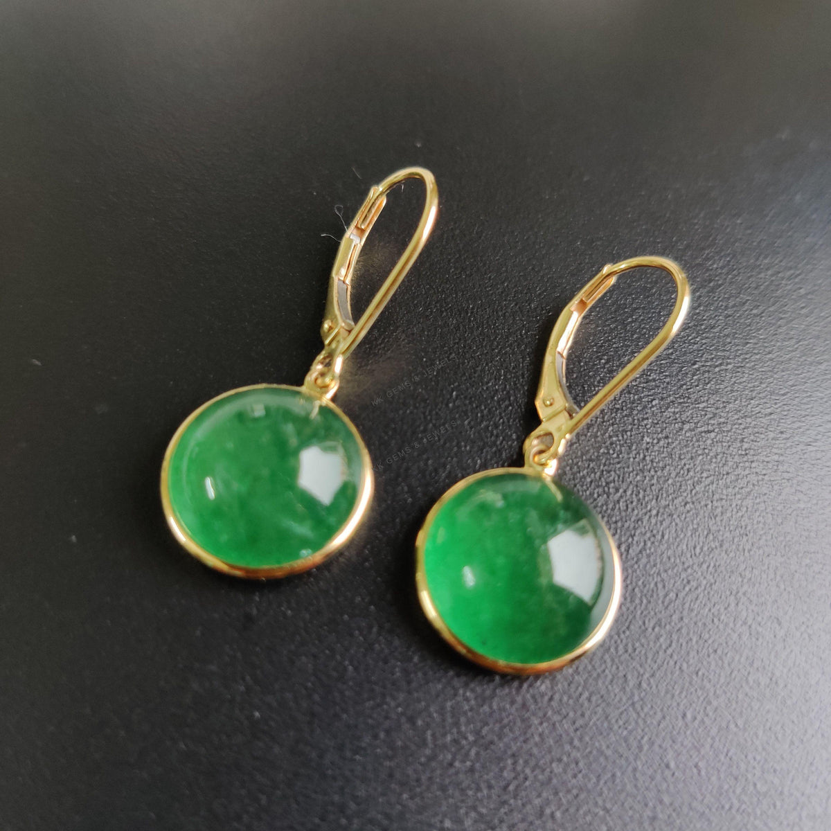 Natural Green Aventurine Earrings, 14K Solid Yellow Gold Earrings, August Birthstone, Christmas Present