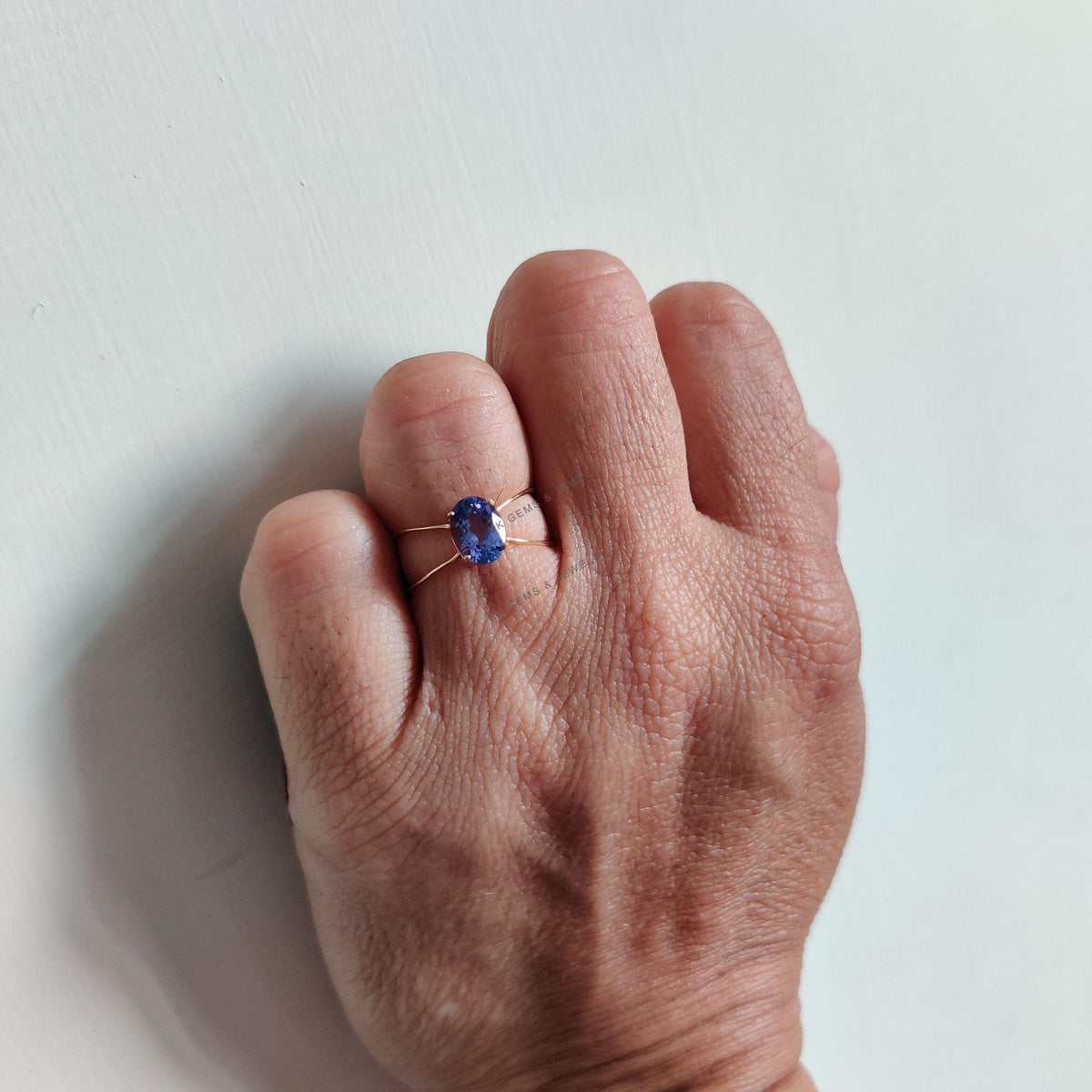 14K Solid Yellow Gold Natural Tanzanite Ring, Oval Cut December Birthstone