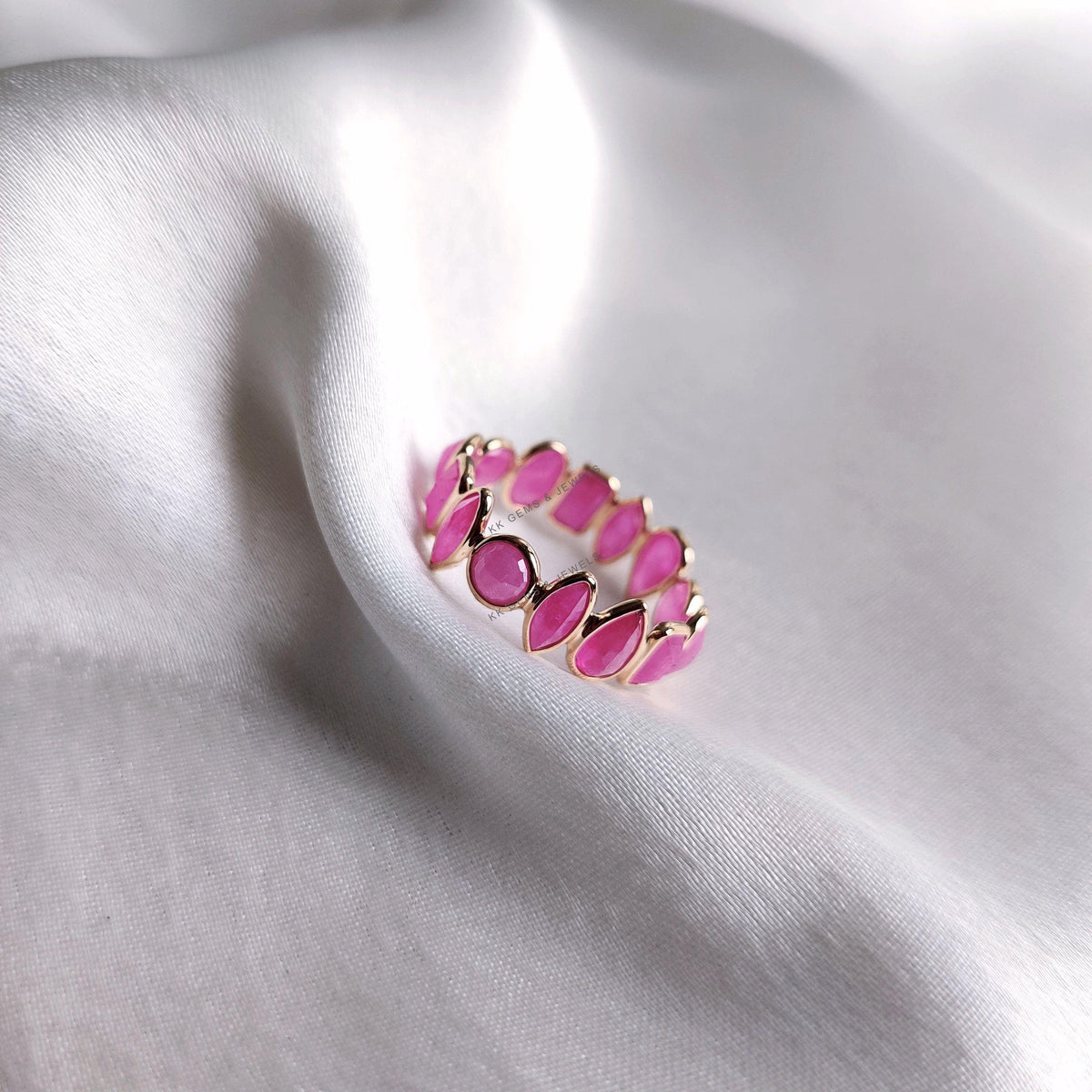 14K Solid Yellow Gold Natural Ruby Ring, Dainty Stackable Bezel Ring