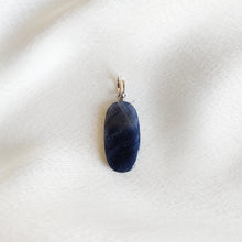 Natural Blue Sapphire Stiger Drill Pendant, 14K Solid White Gold, September Birthstone