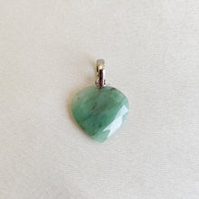 Natural Emerald Heart Pendant, 14K Solid White Gold, May Birthstone