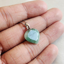 Natural Emerald Heart Pendant, 14K Solid White Gold, May Birthstone