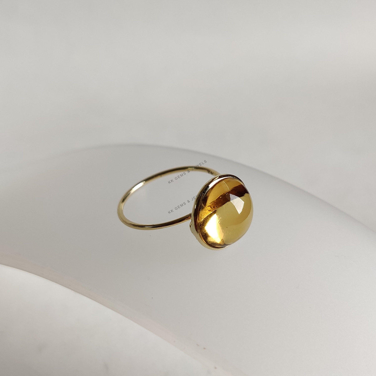 Natural Citrine 14K Solid Gold Ring, November Birthstone Jewelry