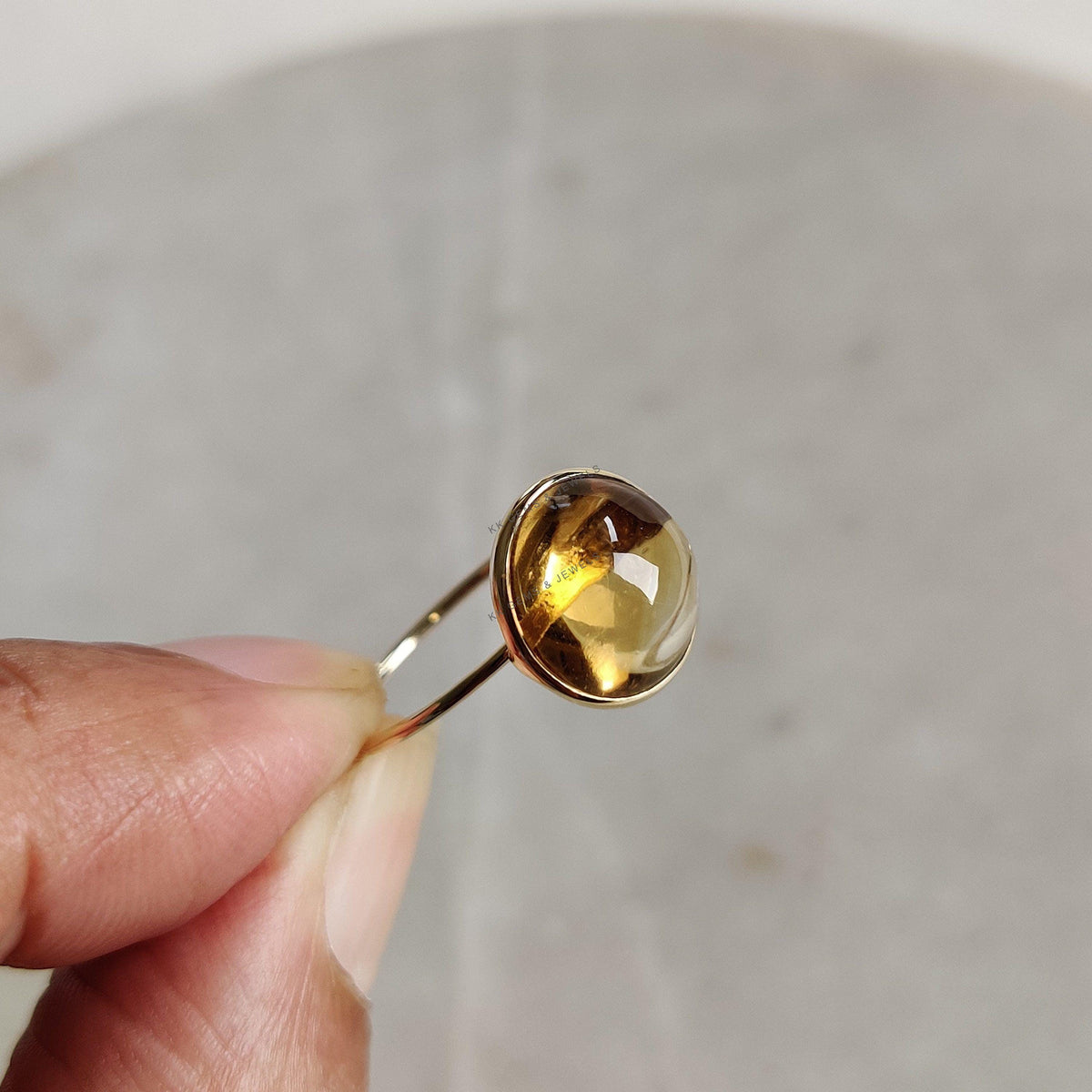 Natural Citrine 14K Solid Gold Ring, November Birthstone Jewelry