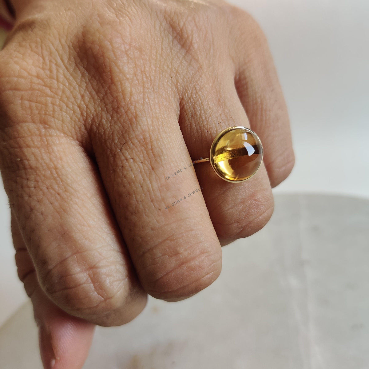 Natural Citrine 14K Solid Gold Ring, November Birthstone Jewelry
