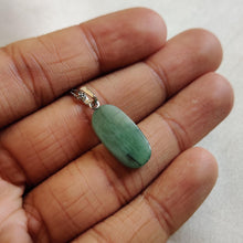Natural Emerald Drill Pendant, 14K Solid White Gold, May Birthstone