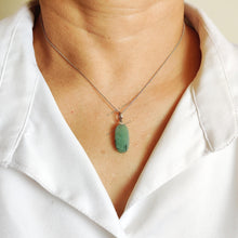 Natural Emerald Drill Pendant, 14K Solid White Gold, May Birthstone