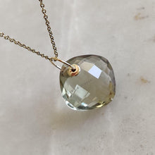 Natural Green Amethyst Pendant: 14K Solid Yellow Gold Drill Pendant, February Birthstone