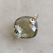 Natural Green Amethyst Pendant: 14K Solid Yellow Gold Drill Pendant, February Birthstone