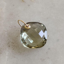 Natural Green Amethyst Pendant: 14K Solid Yellow Gold Drill Pendant, February Birthstone