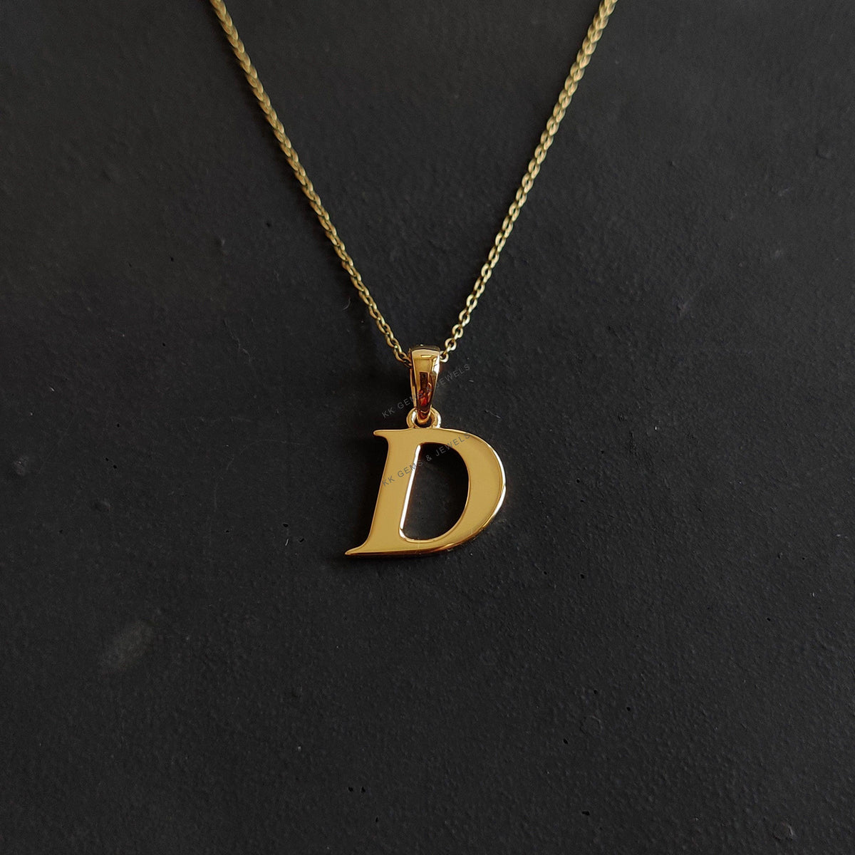 14K Solid Gold Initial D Pendant, Personalized Charm