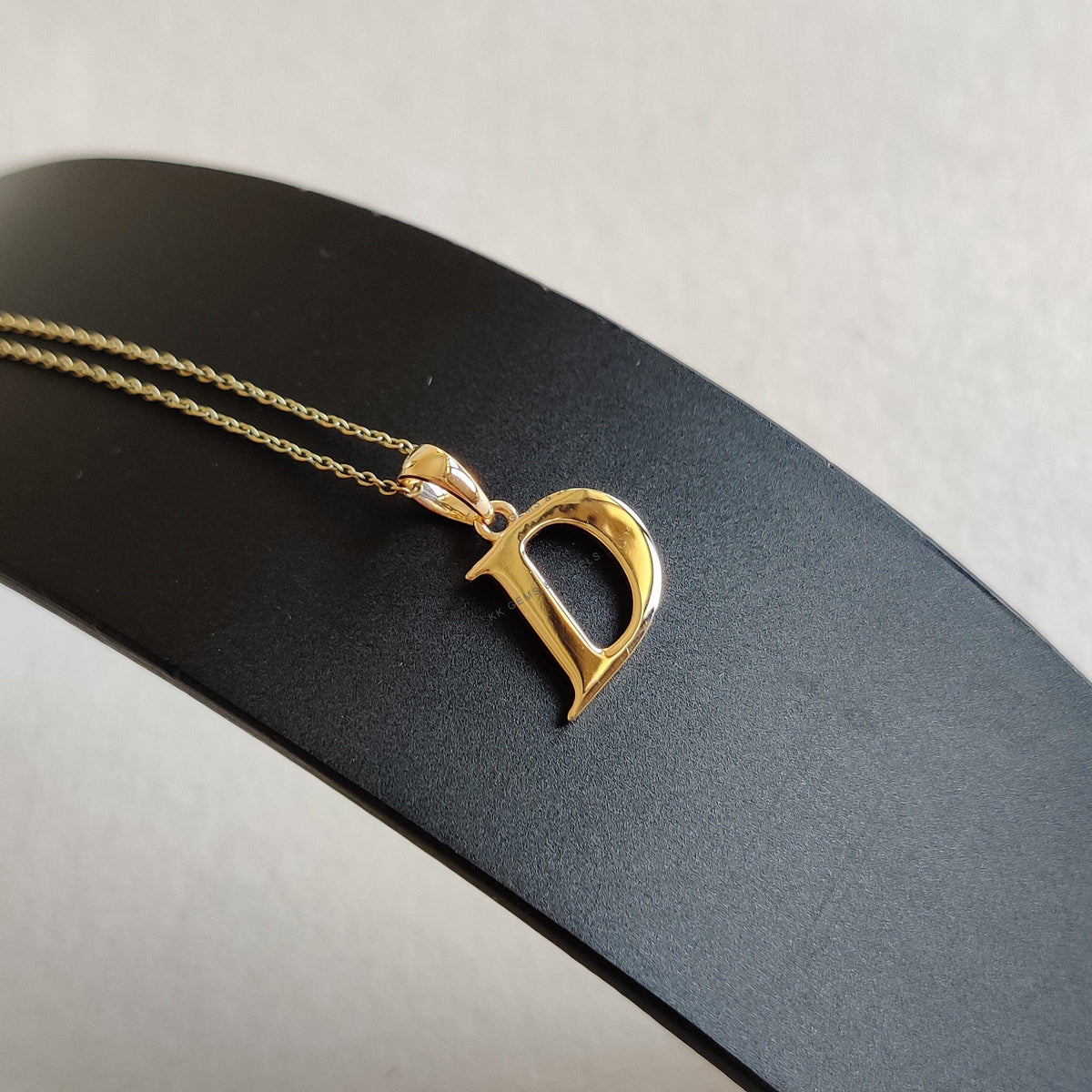 14K Solid Gold Initial D Pendant, Personalized Charm