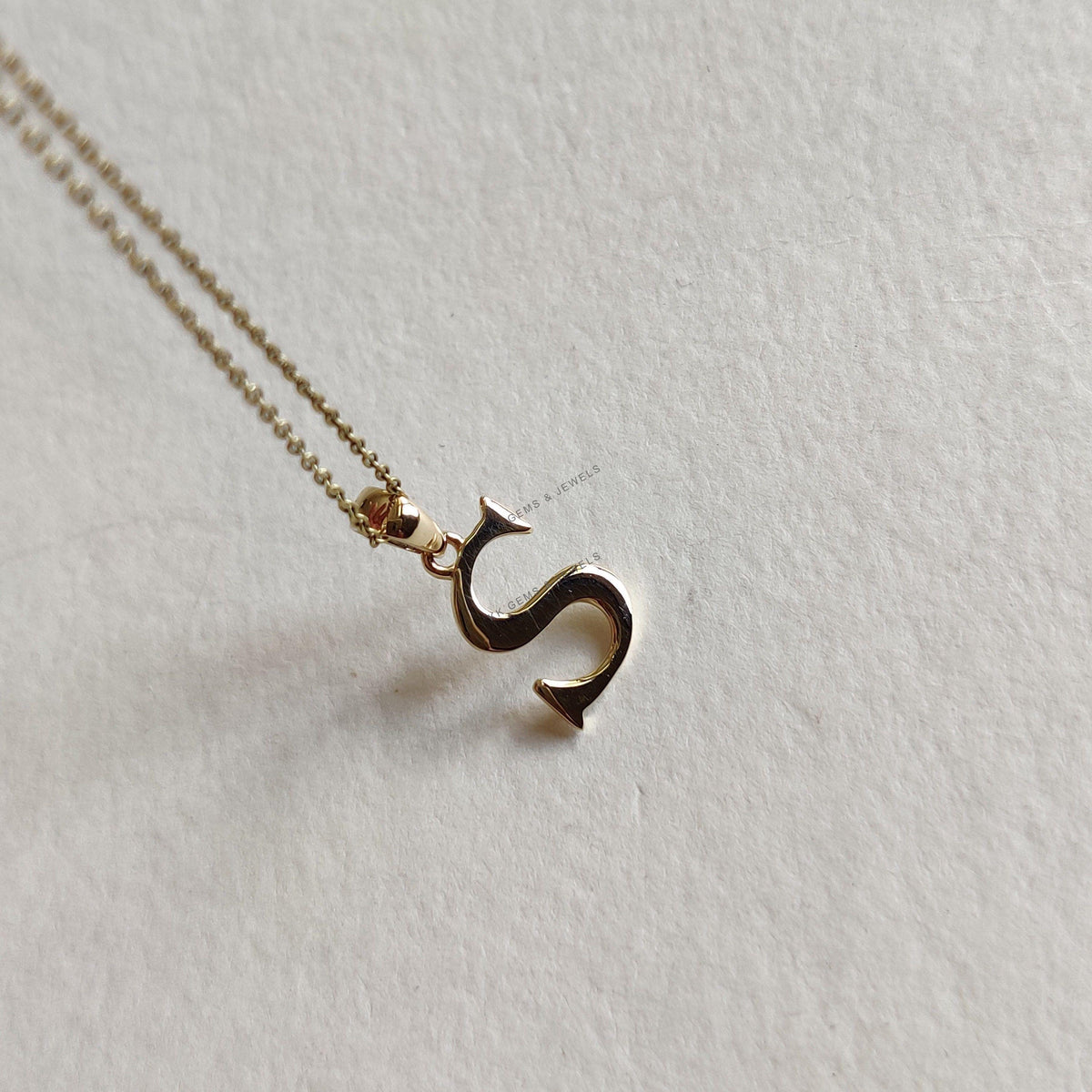 14K Solid Yellow Gold Initial S Pendant Charm, Elegant Alphabat Pendant