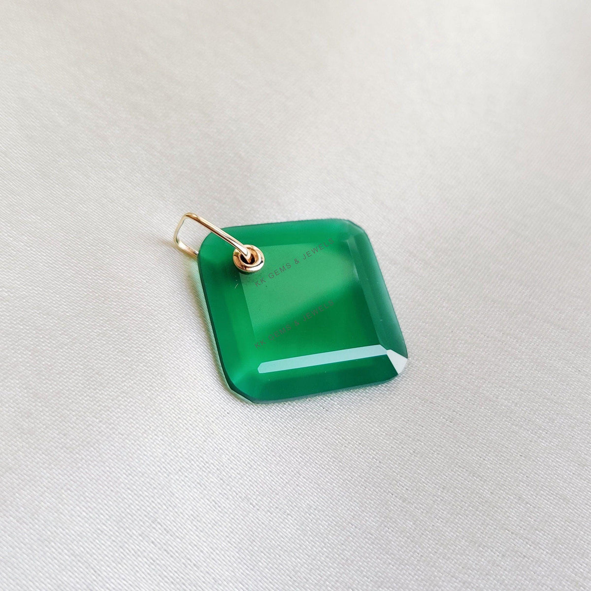 Natural Green Onyx Pendant, 14K Solid Yellow Gold Pendant, May Birthstone Pendant, Christmas Present