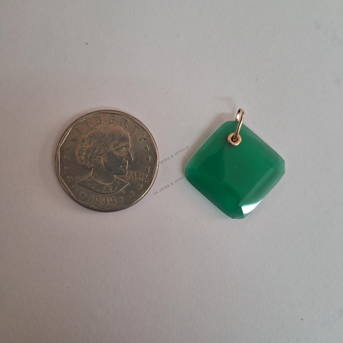 Natural Green Onyx Pendant, 14K Solid Yellow Gold Pendant, May Birthstone Pendant, Christmas Present