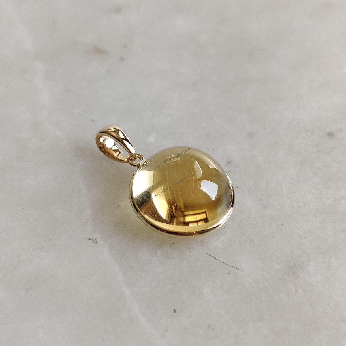 Natural Citrine 14K Solid Yellow Gold Bezel Pendant, November Birthstone, Christmas Present