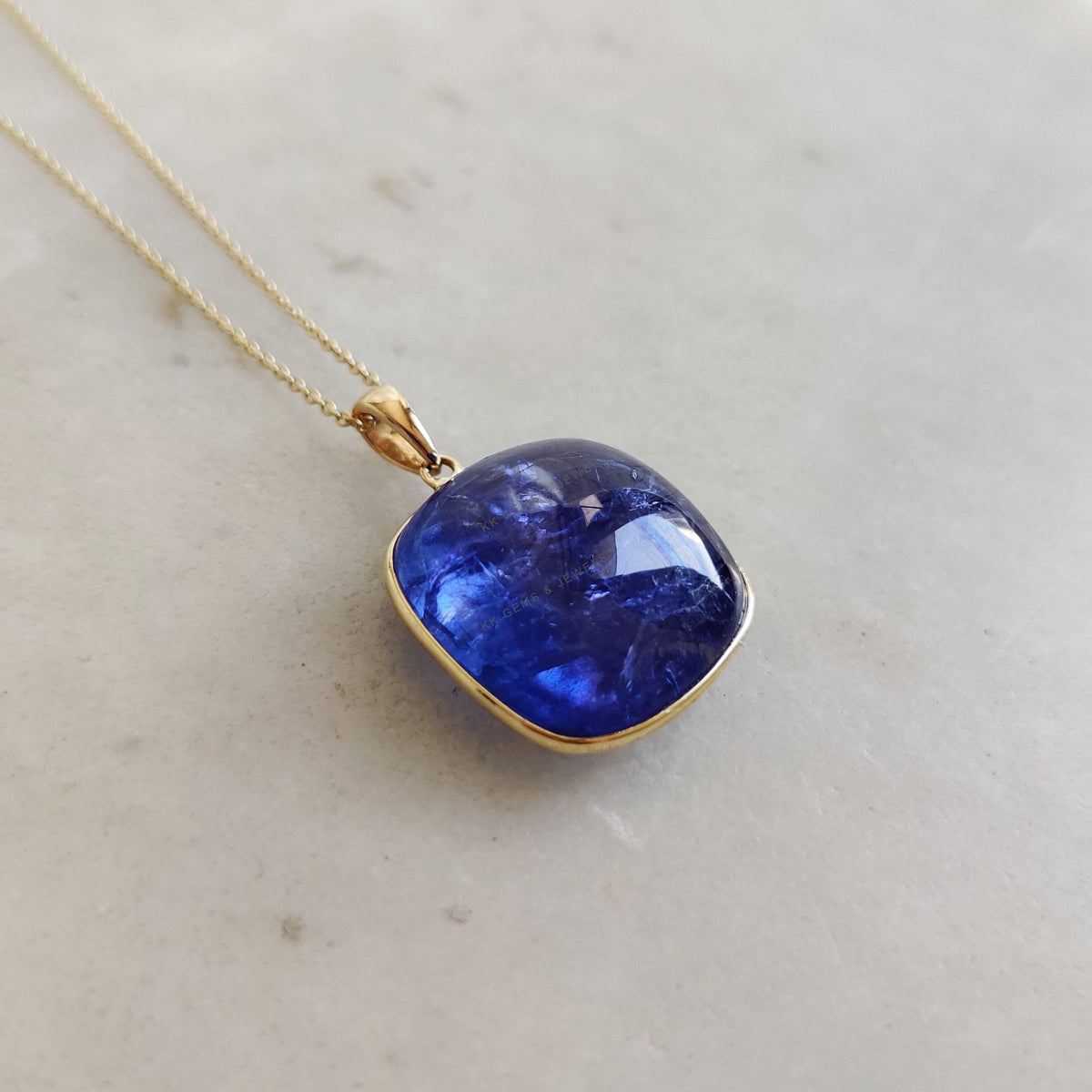 Natural Tanzanite Pendant, 14K Solid Yellow Gold Bezel Pendant, December Birthstone
