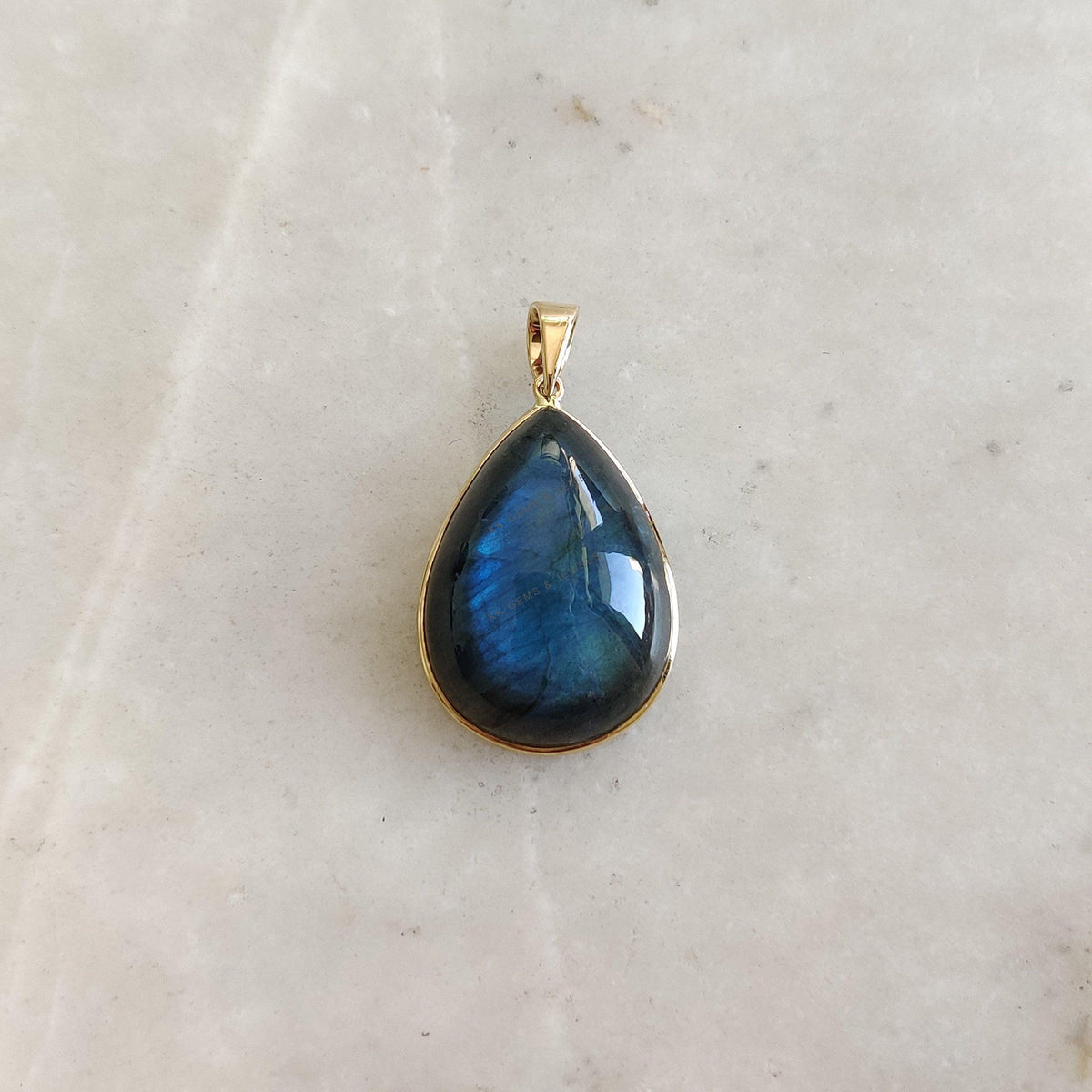 Natural Labradorite Pendant, 14K Solid Yellow Gold Bezel Pendant, August November Birthstone