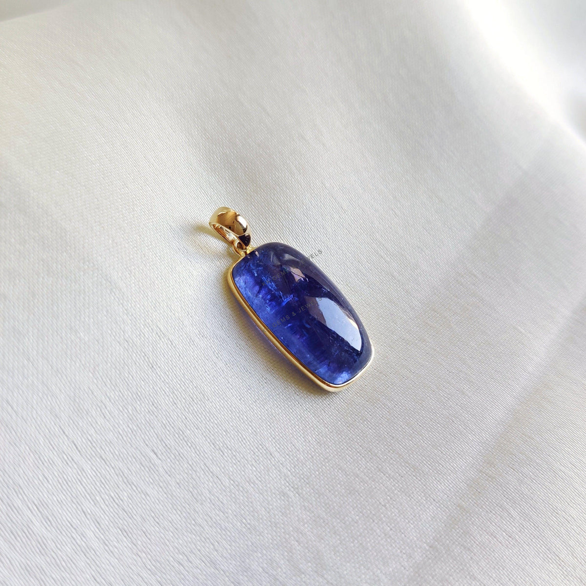 Natural Tanzanite 14K Solid Yellow Gold Bezel Pendant, December Birthstone