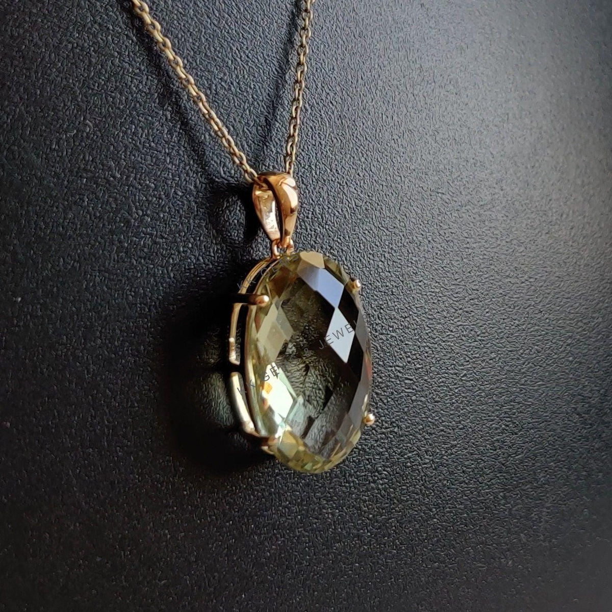 Natural Green Amethyst Pendant, 14K Solid Gold Pendant, February Birthstone