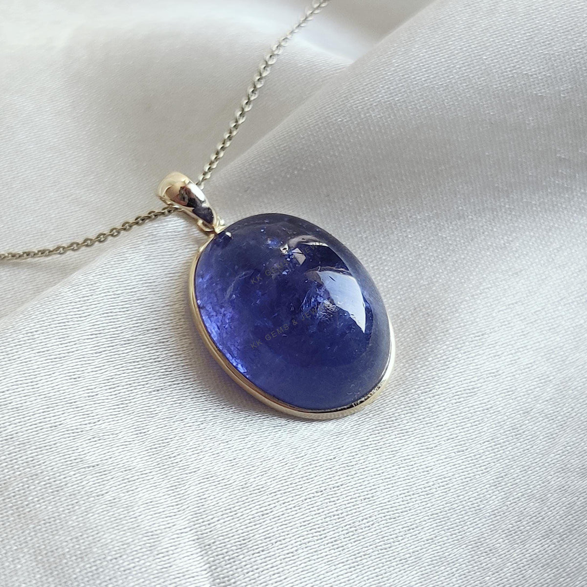Natural Tanzanite Pendant, 14K Solid Yellow Gold, December Birthstone