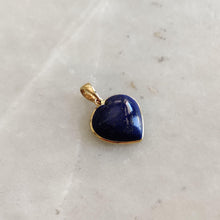 14K Solid Gold Natural Lapis Lazuli Heart Pendant, September Birthstone Valentine Gift
