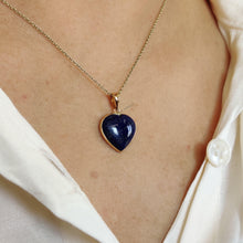 14K Solid Gold Natural Lapis Lazuli Heart Pendant, September Birthstone Valentine Gift
