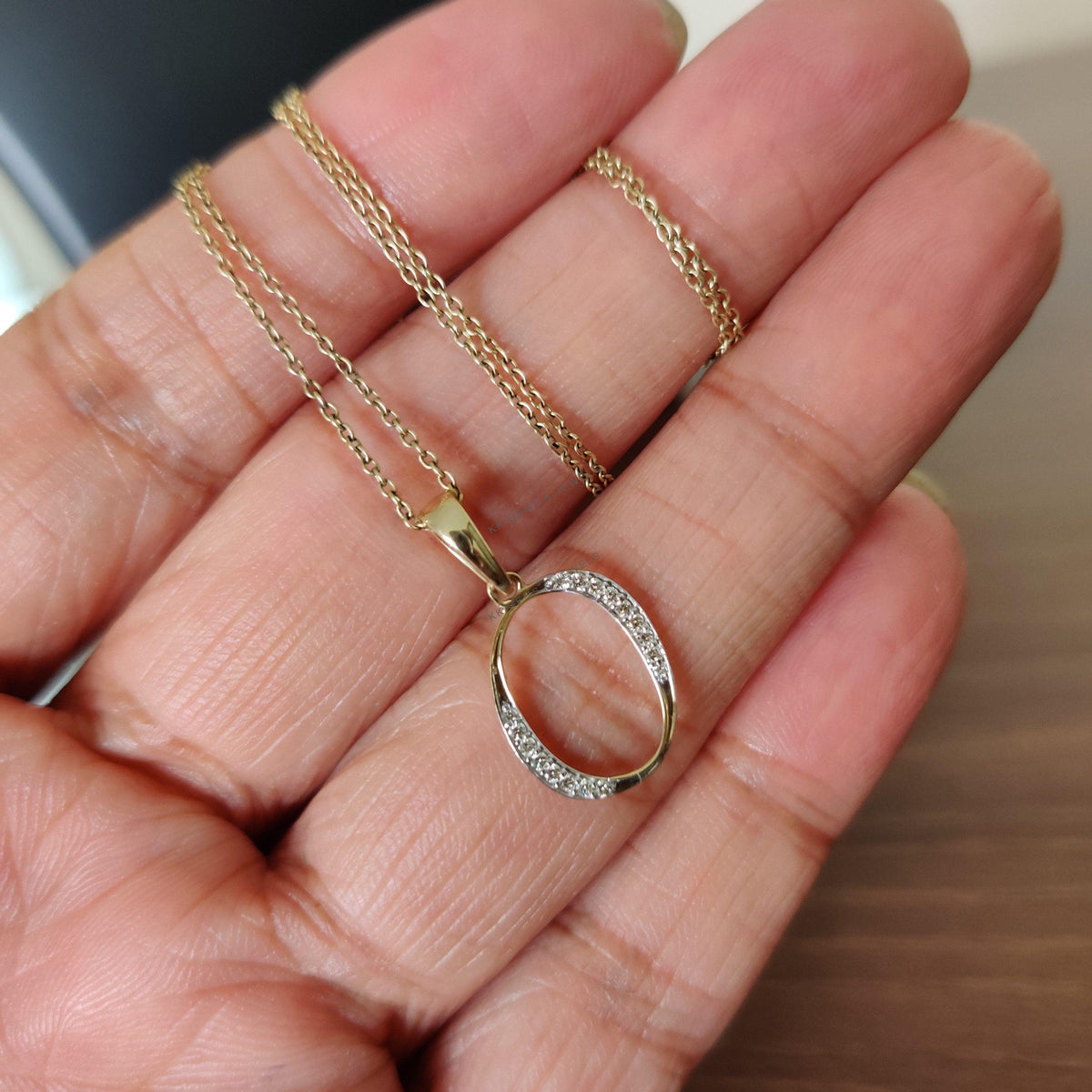 14K Solid Gold Initial O Diamond Pendant, Alphabet Wedding Gift
