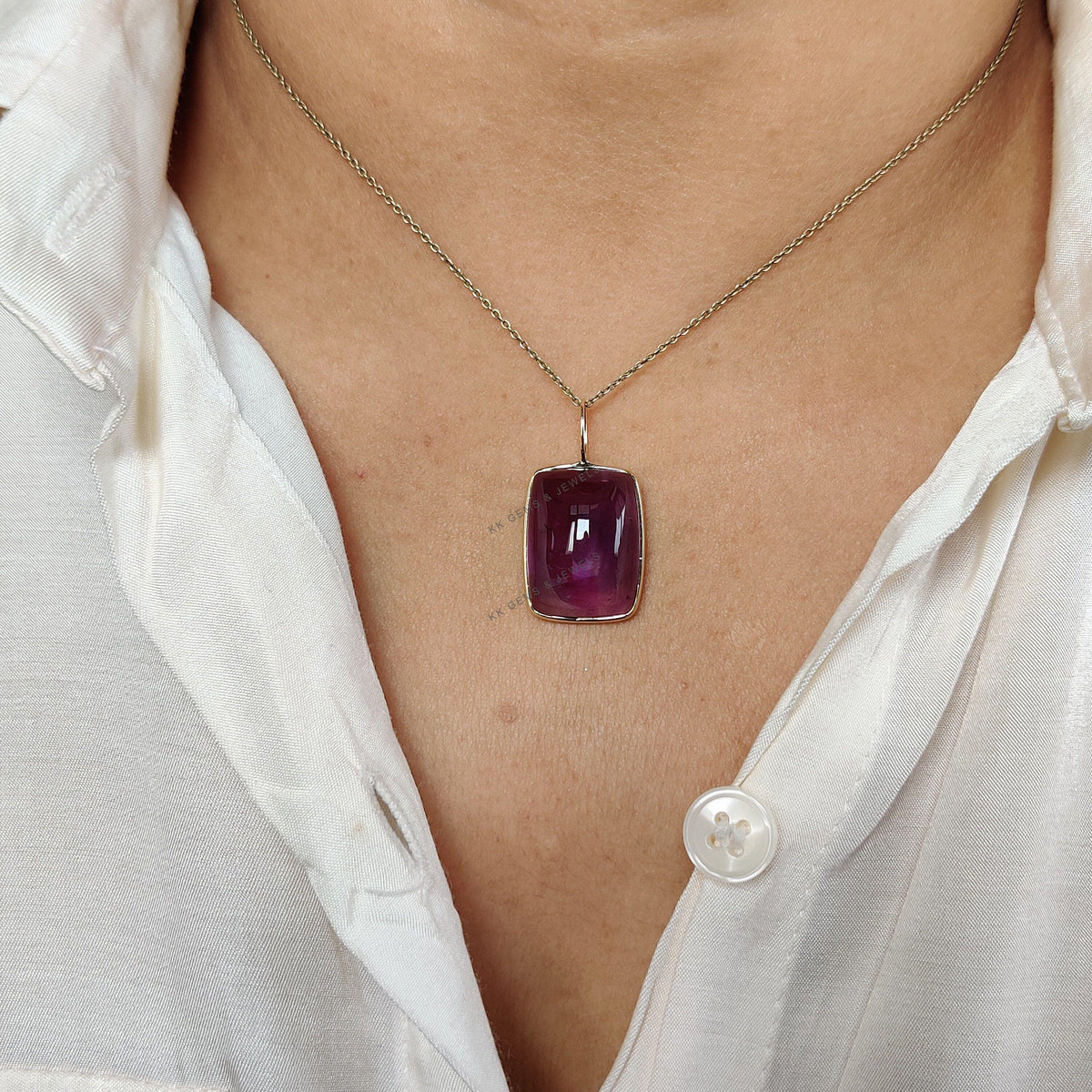 Natural Purple Amethyst Pendant, 14K Solid Yellow Gold Pendant, February Birthstone, Christmas Present