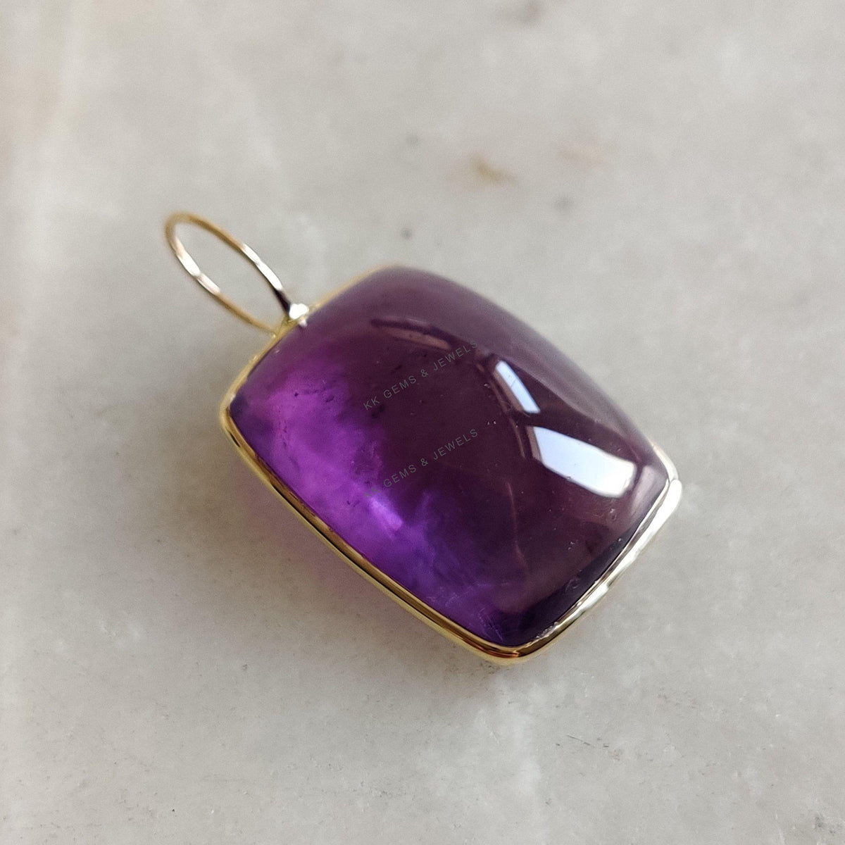 Natural Purple Amethyst Pendant, 14K Solid Yellow Gold Pendant, February Birthstone, Christmas Present