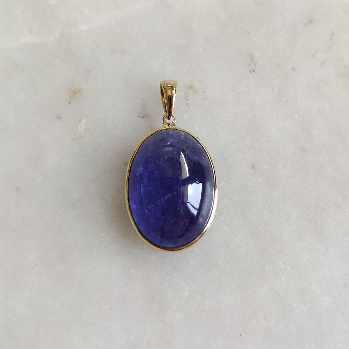 14K Solid Yellow Gold Natural Tanzanite Pendant: December Birthstone Jewelry