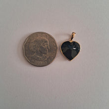 Natural Black Onyx Heart Pendant, 14K Solid Yellow Gold