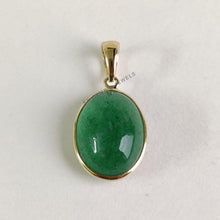 Natural Green Aventurine 14K Solid Gold Pendant, Oval Gemstone, August Birthstone