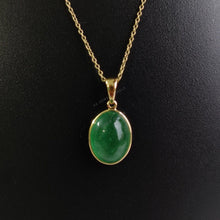 Natural Green Aventurine 14K Solid Gold Pendant, Oval Gemstone, August Birthstone