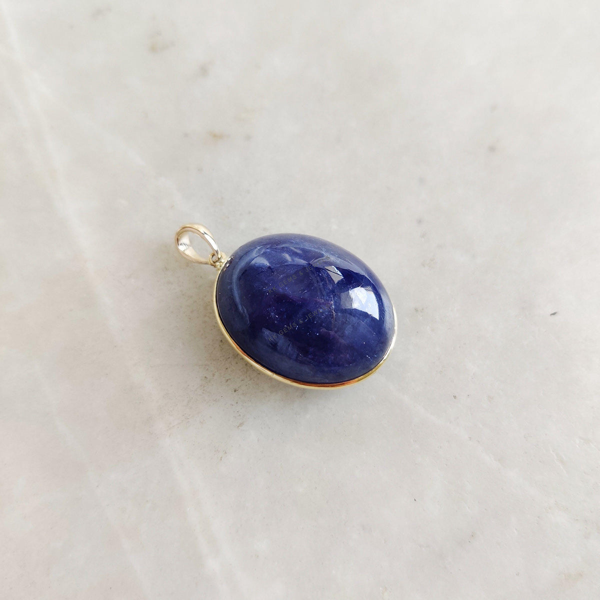 Natural Oval Tanzanite Pendant, 14K Solid Yellow Gold Bezel Pendant, Birthday Gift