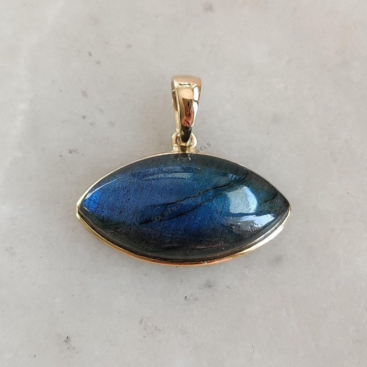 Natural Labradorite Pendant, 14K Solid Yellow Gold, November Birthstone, Christmas Gift